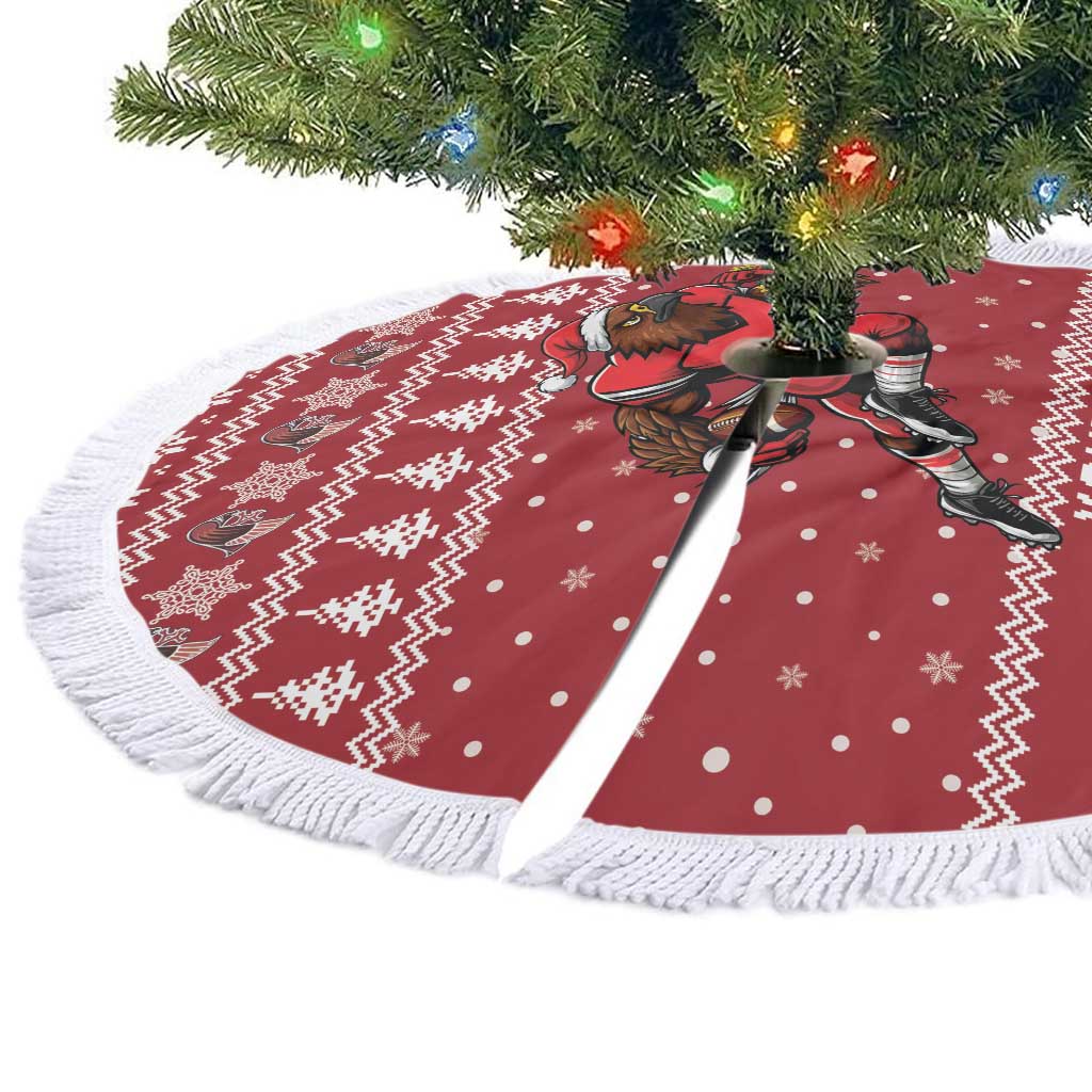 Personalized Radnorshire Wales Christmas Tree Skirt Red-Tailed Hawk Rugby - Wonder Print Shop