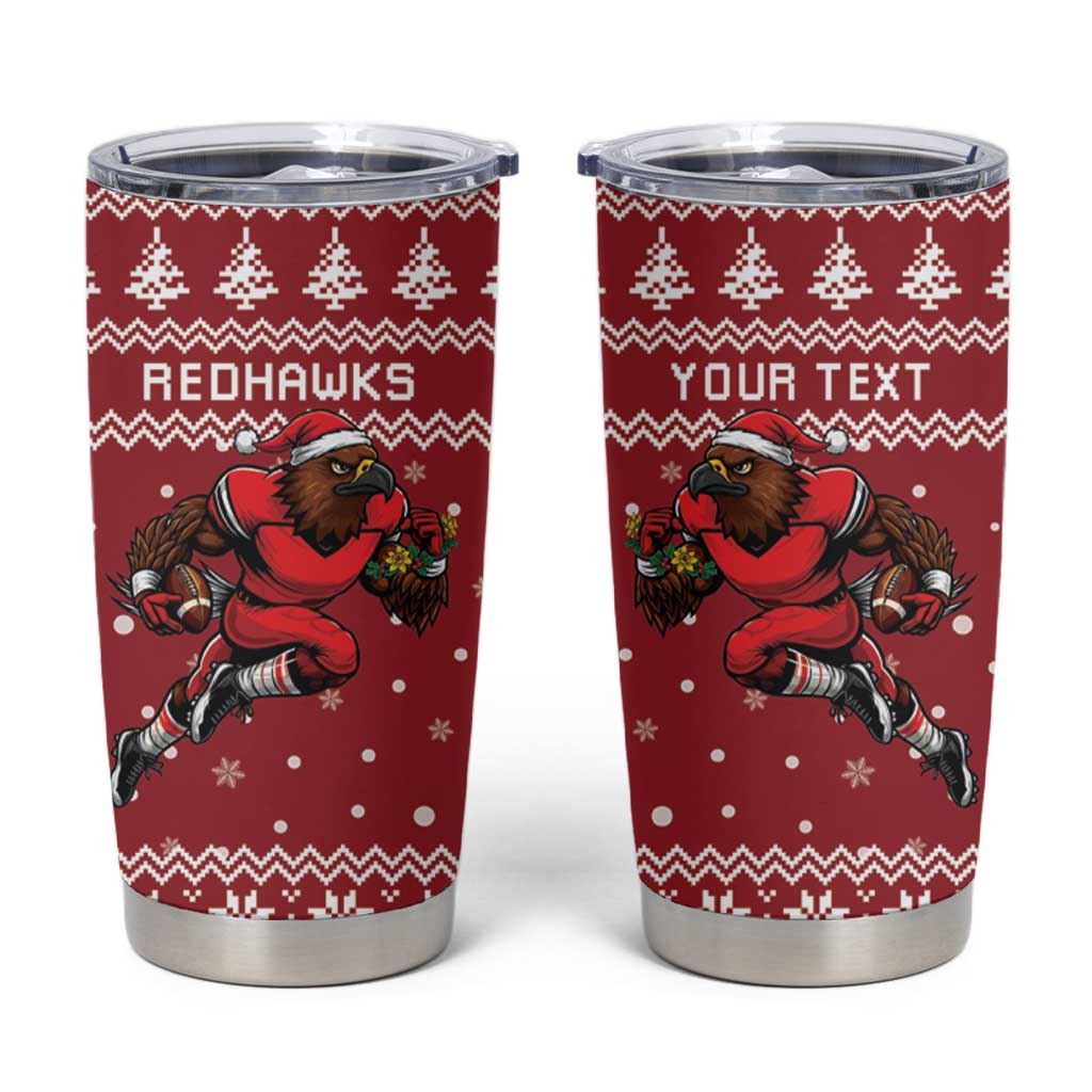 Personalized Radnorshire Wales Christmas Tumbler Cup Red-Tailed Hawk Rugby - Wonder Print Shop