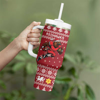 Personalized Radnorshire Wales Christmas Tumbler With Handle Red-Tailed Hawk Rugby - Wonder Print Shop