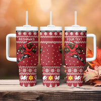 Personalized Radnorshire Wales Christmas Tumbler With Handle Red-Tailed Hawk Rugby - Wonder Print Shop