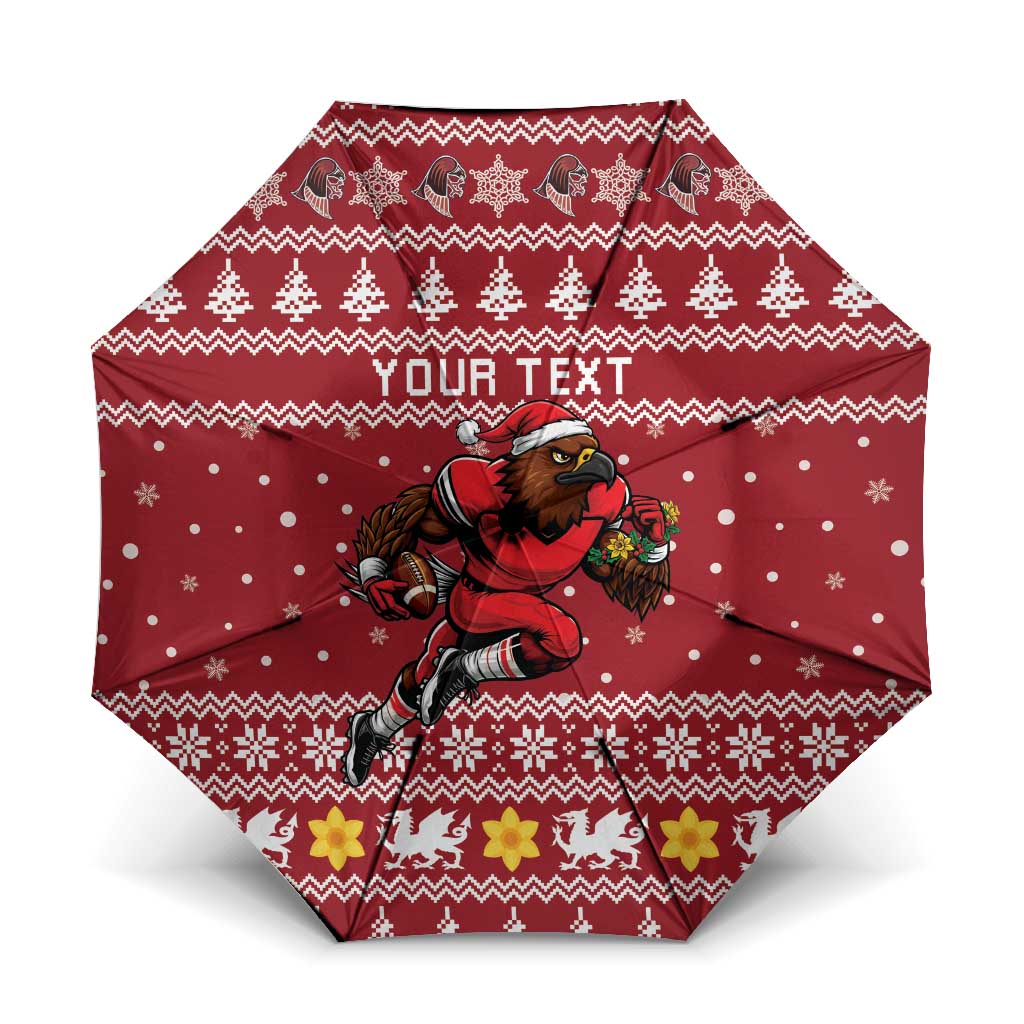 Personalized Radnorshire Wales Christmas Umbrella Red-Tailed Hawk Rugby - Wonder Print Shop