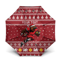Personalized Radnorshire Wales Christmas Umbrella Red-Tailed Hawk Rugby - Wonder Print Shop