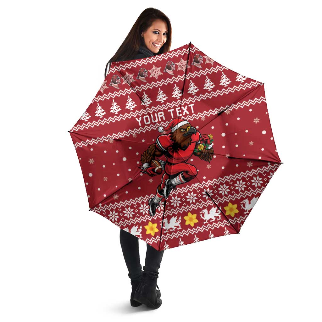 Personalized Radnorshire Wales Christmas Umbrella Red-Tailed Hawk Rugby - Wonder Print Shop