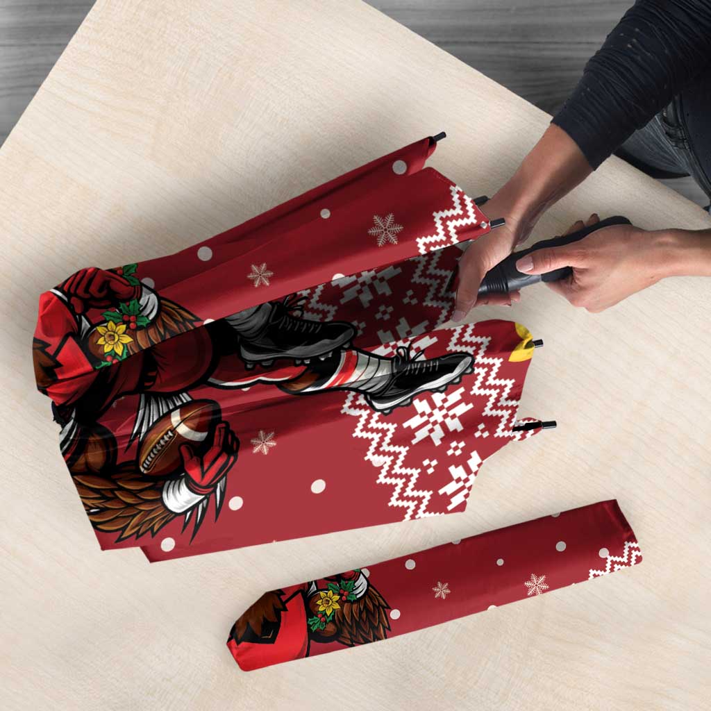 Personalized Radnorshire Wales Christmas Umbrella Red-Tailed Hawk Rugby - Wonder Print Shop