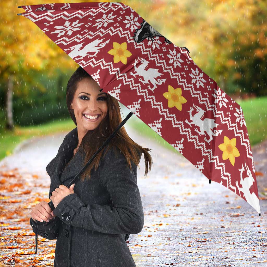 Personalized Radnorshire Wales Christmas Umbrella Red-Tailed Hawk Rugby - Wonder Print Shop