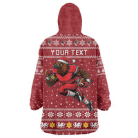 Personalized Radnorshire Wales Christmas Wearable Blanket Hoodie Red-Tailed Hawk Rugby - Wonder Print Shop