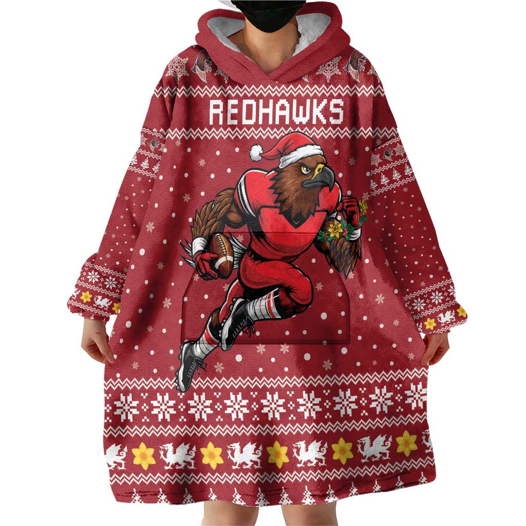 Personalized Radnorshire Wales Christmas Wearable Blanket Hoodie Red-Tailed Hawk Rugby - Wonder Print Shop