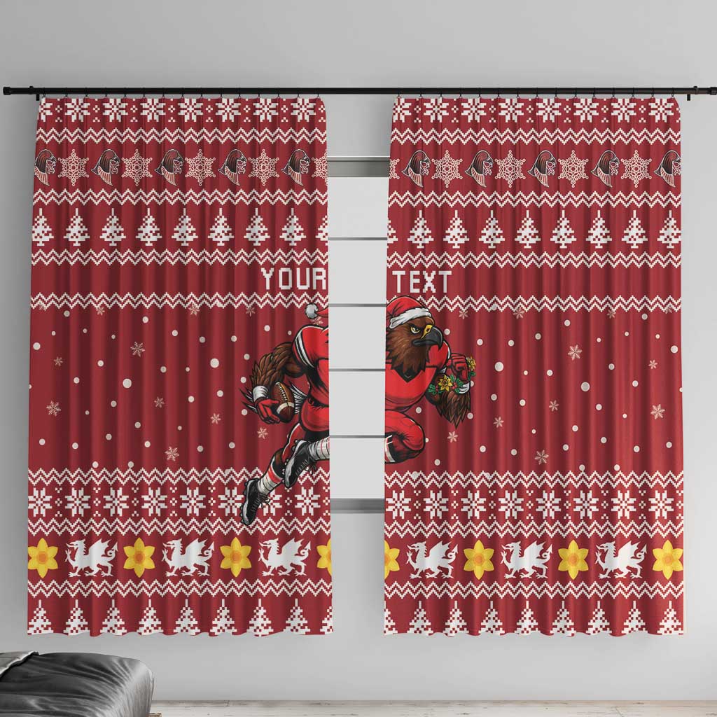 Personalized Radnorshire Wales Christmas Window Curtain Red-Tailed Hawk Rugby - Wonder Print Shop