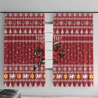 Personalized Radnorshire Wales Christmas Window Curtain Red-Tailed Hawk Rugby - Wonder Print Shop