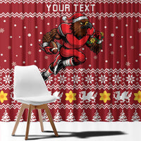Personalized Radnorshire Wales Christmas Window Curtain Red-Tailed Hawk Rugby - Wonder Print Shop