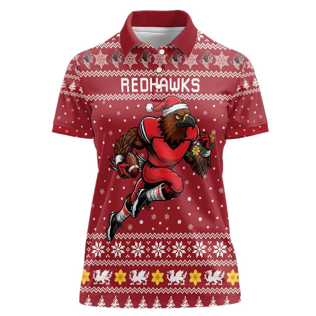 Personalized Radnorshire Wales Christmas Women Polo Shirt Red-Tailed Hawk Rugby - Wonder Print Shop