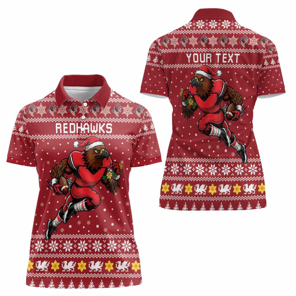 Personalized Radnorshire Wales Christmas Women Polo Shirt Red-Tailed Hawk Rugby - Wonder Print Shop