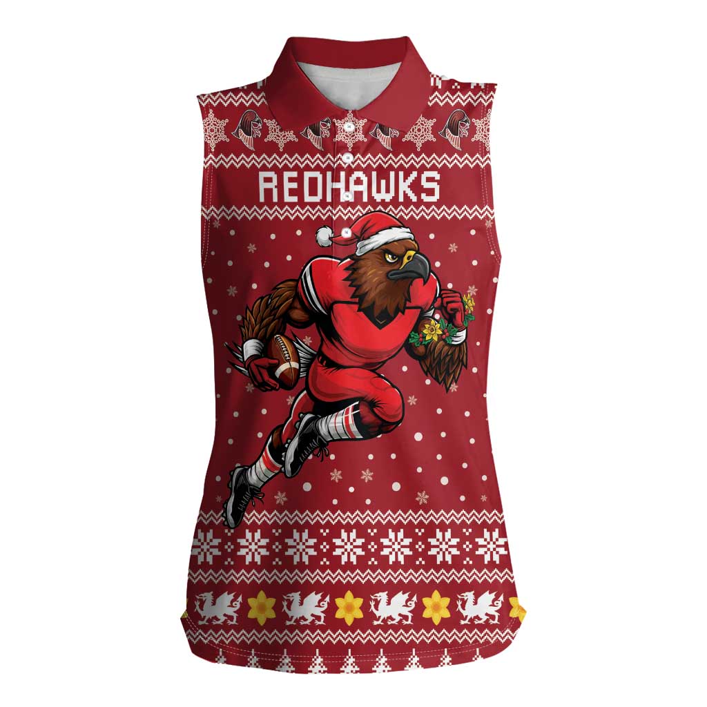 Personalized Radnorshire Wales Christmas Women Sleeveless Polo Shirt Red-Tailed Hawk Rugby - Wonder Print Shop
