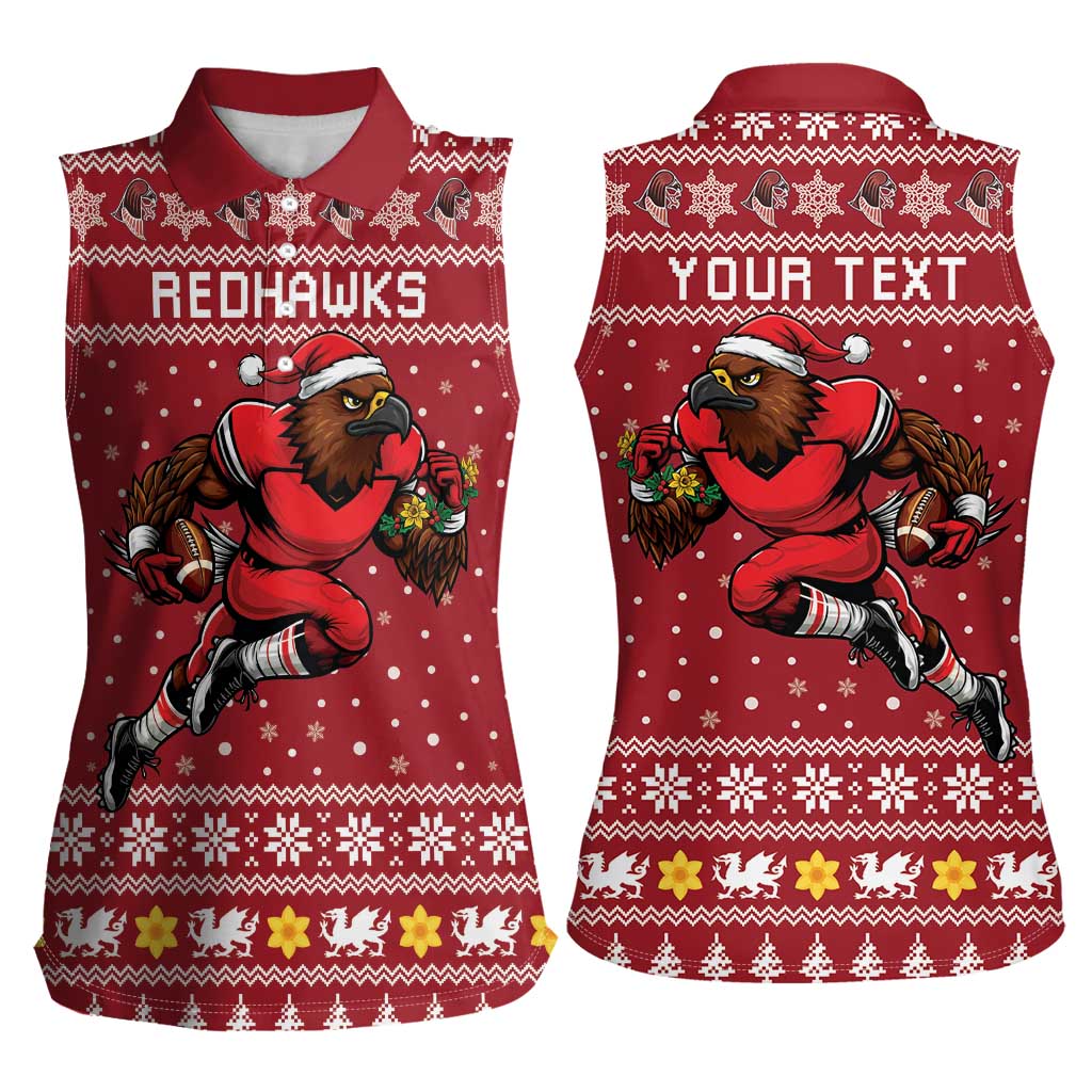 Personalized Radnorshire Wales Christmas Women Sleeveless Polo Shirt Red-Tailed Hawk Rugby - Wonder Print Shop