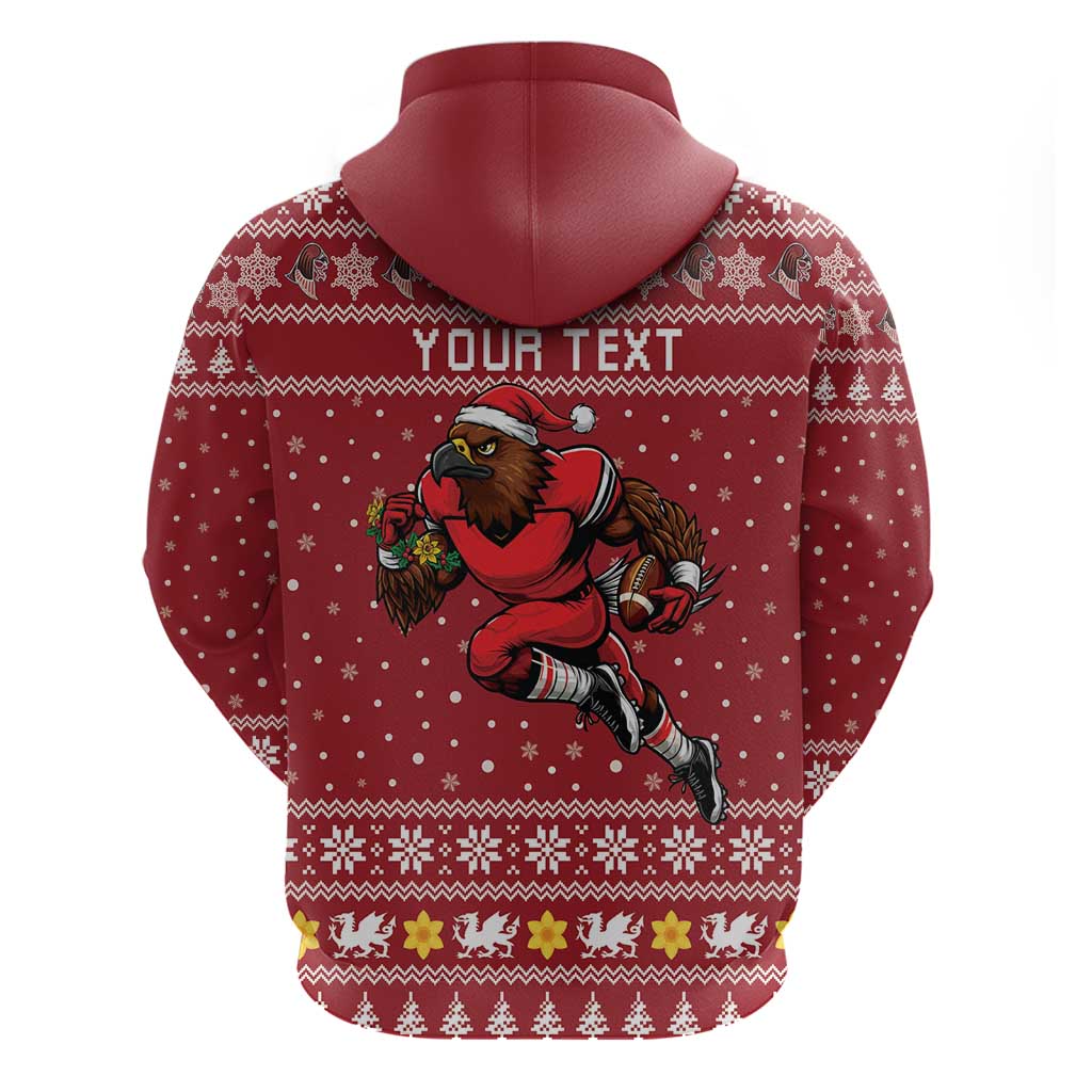 Personalized Radnorshire Wales Christmas Zip Hoodie Red-Tailed Hawk Rugby - Wonder Print Shop