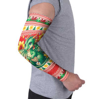 Wales Christmas Arm Sleeves Cute Green Welsh Dragon and Daffodils - Wonder Print Shop
