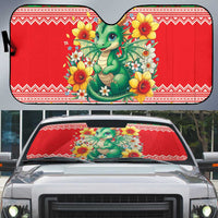 Wales Christmas Auto Sun Shade Cute Green Welsh Dragon and Daffodils - Wonder Print Shop