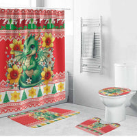 Wales Christmas Bathroom Set Cute Green Welsh Dragon and Daffodils - Wonder Print Shop