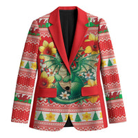 Wales Christmas Blazer Cute Green Welsh Dragon and Daffodils - Wonder Print Shop