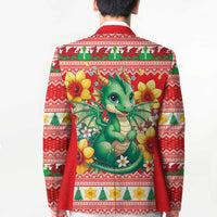Wales Christmas Blazer Cute Green Welsh Dragon and Daffodils - Wonder Print Shop