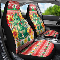 Wales Christmas Car Seat Cover Cute Green Welsh Dragon and Daffodils - Wonder Print Shop