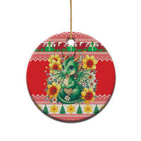 Wales Christmas Ceramic Ornament Cute Green Welsh Dragon and Daffodils - Wonder Print Shop