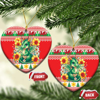 Wales Christmas Ceramic Ornament Cute Green Welsh Dragon and Daffodils - Wonder Print Shop