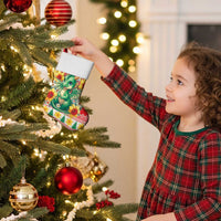 Wales Christmas Stocking Cute Green Welsh Dragon and Daffodils - Wonder Print Shop