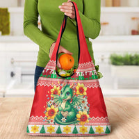 Wales Christmas Grocery Bag Cute Green Welsh Dragon and Daffodils - Wonder Print Shop