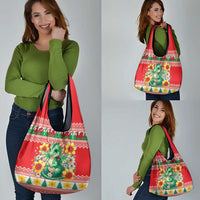 Wales Christmas Grocery Bag Cute Green Welsh Dragon and Daffodils - Wonder Print Shop