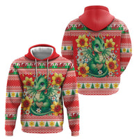 Wales Christmas Hoodie Cute Green Welsh Dragon and Daffodils - Wonder Print Shop