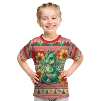 Wales Christmas Kid T Shirt Cute Green Welsh Dragon and Daffodils - Wonder Print Shop