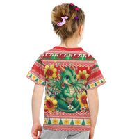 Wales Christmas Kid T Shirt Cute Green Welsh Dragon and Daffodils - Wonder Print Shop