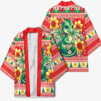 Wales Christmas Kimono Cute Green Welsh Dragon and Daffodils - Wonder Print Shop