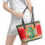 Wales Christmas Leather Tote Bag Cute Green Welsh Dragon and Daffodils - Wonder Print Shop
