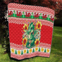 Wales Christmas Quilt Cute Green Welsh Dragon and Daffodils - Wonder Print Shop
