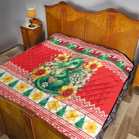 Wales Christmas Quilt Cute Green Welsh Dragon and Daffodils - Wonder Print Shop