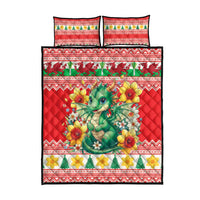 Wales Christmas Quilt Bed Set Cute Green Welsh Dragon and Daffodils - Wonder Print Shop