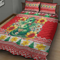 Wales Christmas Quilt Bed Set Cute Green Welsh Dragon and Daffodils - Wonder Print Shop