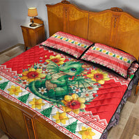 Wales Christmas Quilt Bed Set Cute Green Welsh Dragon and Daffodils - Wonder Print Shop