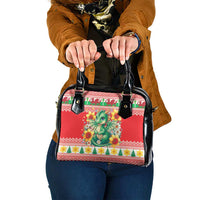 Wales Christmas Shoulder Handbag Cute Green Welsh Dragon and Daffodils - Wonder Print Shop