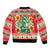 Wales Christmas Sleeve Zip Bomber Jacket Cute Green Welsh Dragon and Daffodils - Wonder Print Shop
