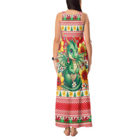 Wales Christmas Tank Maxi Dress Cute Green Welsh Dragon and Daffodils - Wonder Print Shop