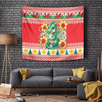 Wales Christmas Tapestry Cute Green Welsh Dragon and Daffodils - Wonder Print Shop