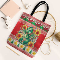 Wales Christmas Tote Bag Cute Green Welsh Dragon and Daffodils - Wonder Print Shop