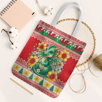 Wales Christmas Tote Bag Cute Green Welsh Dragon and Daffodils - Wonder Print Shop