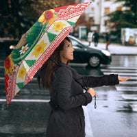 Wales Christmas Umbrella Cute Green Welsh Dragon and Daffodils - Wonder Print Shop