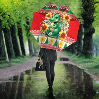 Wales Christmas Umbrella Cute Green Welsh Dragon and Daffodils - Wonder Print Shop