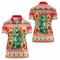 Wales Christmas Women Polo Shirt Cute Green Welsh Dragon and Daffodils - Wonder Print Shop