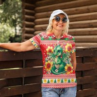 Wales Christmas Women Polo Shirt Cute Green Welsh Dragon and Daffodils - Wonder Print Shop